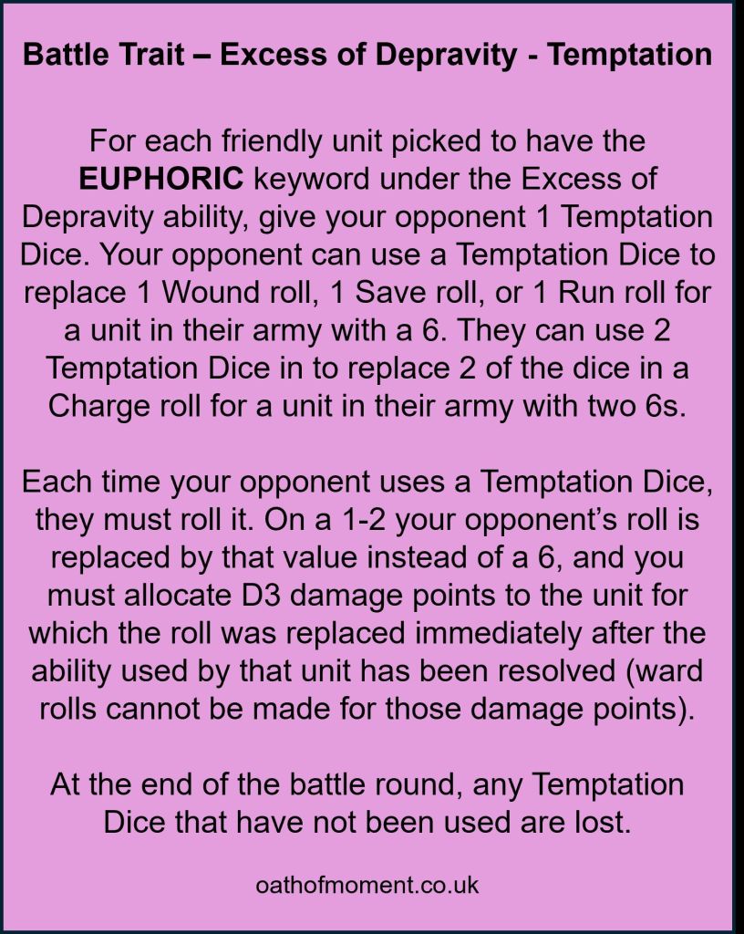 Hedonites of Slaanesh An Excess of Depravity Temptation Dice