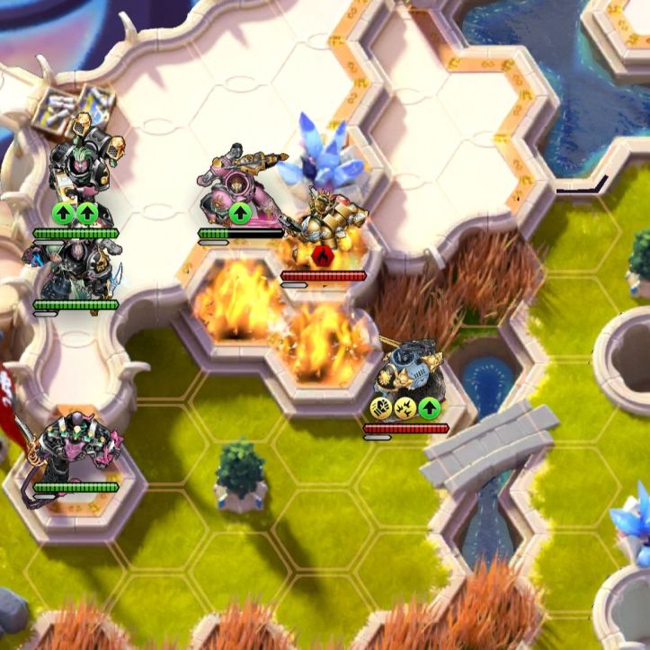 Warhammer 40,000 Tacticus Image of Torurnament Arena Lucius the Eternal of the Emperors Children alongside Shiron the Noise Marine, Adamatar the Lord Kakophonist, Laviscus the Lord Exultant and Hascule the Flawless Blade taking on Dante of the Blood Angels, Ragnar of the Space Wolves, Kharn The Betrayer of the World Eaters, Mephiston and Boss Gorgotz